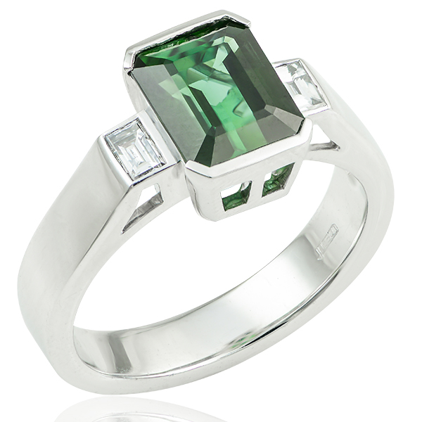 5.01 Carat Green Tourmaline & Diamond 18 Carat White Gold Ring – Imperial  Jewellery
